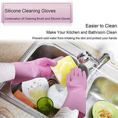 DarkShri Reusable Silicone Cleaning Brush Gloves - Heat Resistant Kitchen Scrubber Gloves for Washing Dishes, Pots & Pans (Multicolor) - Perfect for Dishwashing, Grill Cleaning & Household Chores