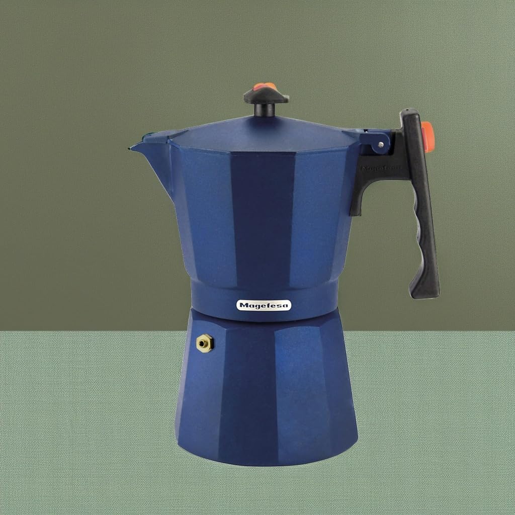 MAGEFESA 6-Cup Stovetop Espresso Moka Pot - 10 oz Italian Coffee Maker for Cuban Coffee | Extra-Thick Aluminum with Heat-Resistant Handle | Perfect for Home, Office & Camping Coffee Brewing