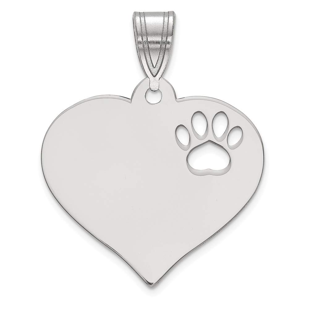 925 Sterling Silver Heart Pendant with Pawprint Cutout - Dainty Necklace Charm for Women, Gift for Pet Lovers, Perfect for Valentine's Day & Anniversary Gifts