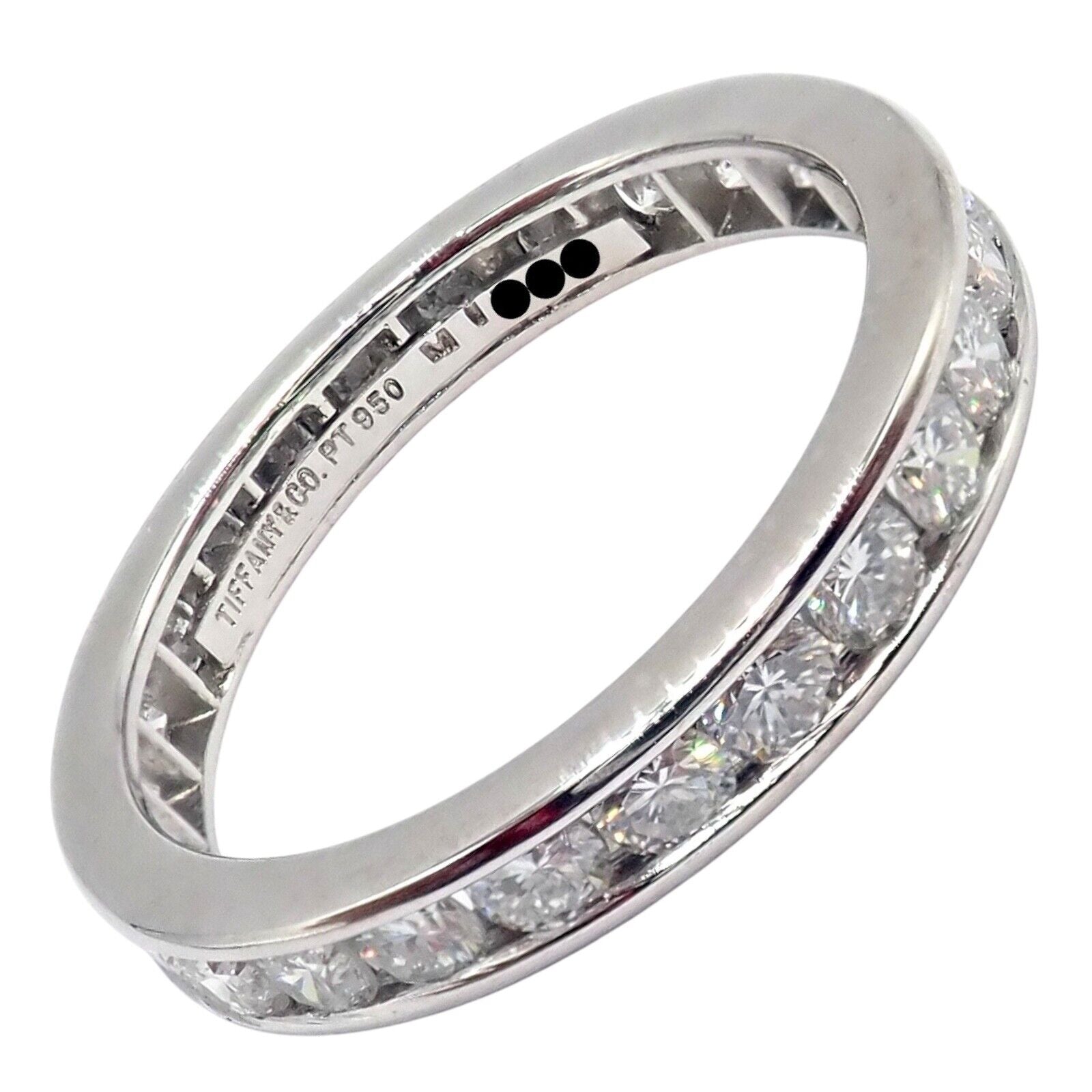 Tiffany & Co Platinum 0.80ct Diamond Full Circle Eternity Band Ring 3mm Width Size 4.5 - Perfect for Anniversaries, Engagements & Special Occasions
