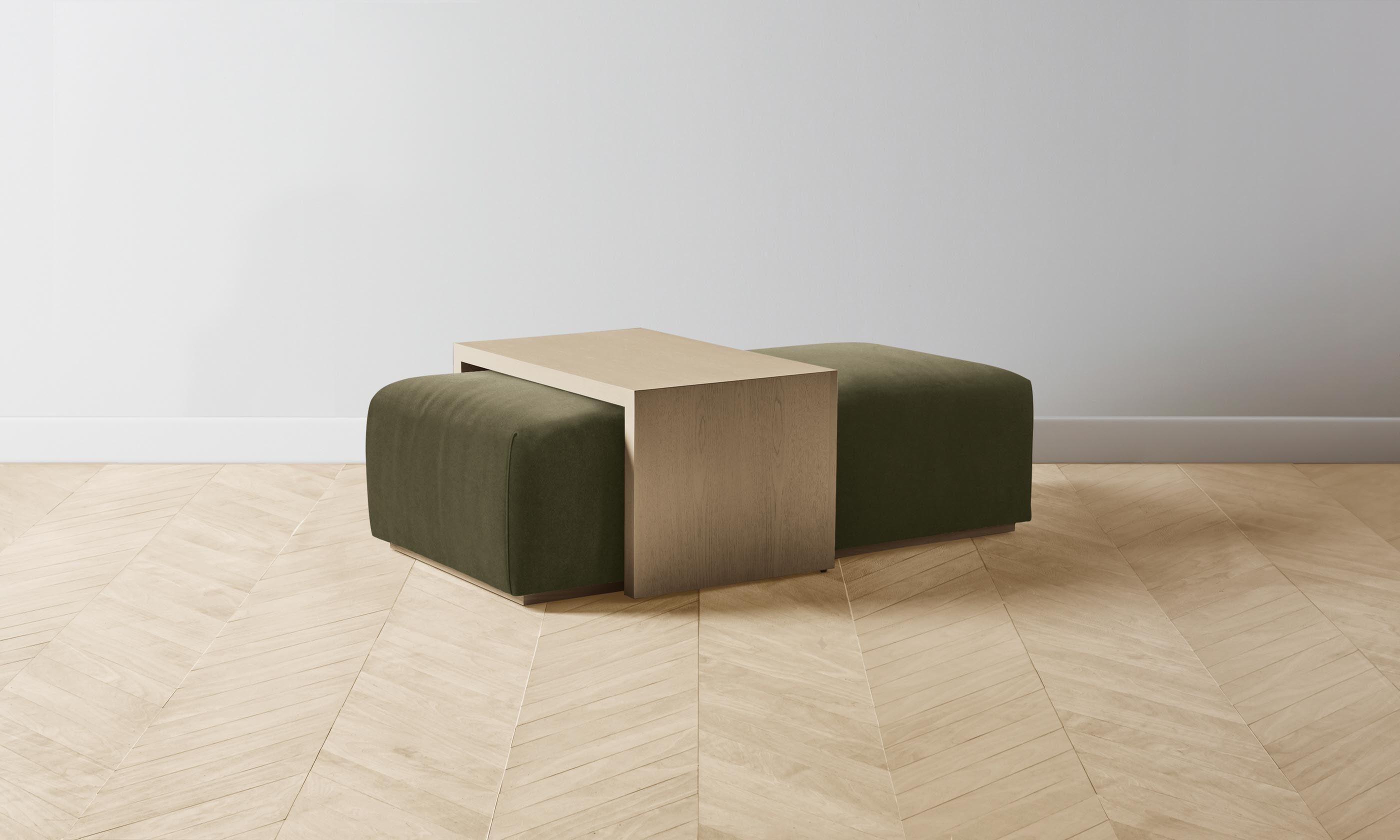 The Bowery Ottoman - Luxurious Mohair Moss Upholstered Footstool for Living Room, Bedroom & Lounge | Perfect for Relaxing, Reading & Decor