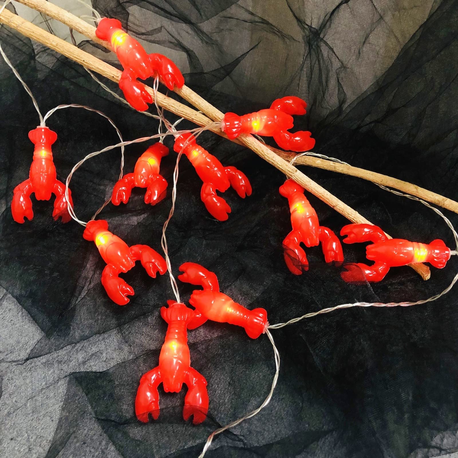 Battery Operated Lobster String Lights - 20 LED Fairy Night Lamp for Summer Camping, Wedding, Birthday, Bedroom & Home Decor (3m/20led) | Perfect for Outdoor Parties, Garden Decorations & Cozy Indoor Ambiance