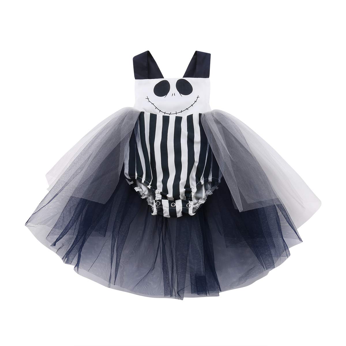 Halloween Sleeveless Romper Tutu Tulle Dress for Baby Girls - Ghost Costume One-Piece Bodysuit with Skirt | Perfect for Halloween Parties, Photo Shoots & Trick-or-Treating