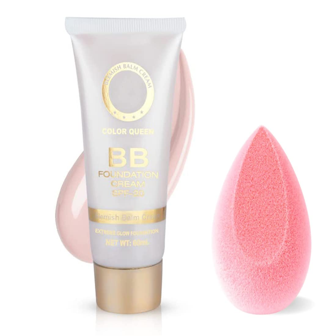 Adbeni Extreme Glow BB Cream Foundation with SPF 20 - 2 Pack Makeup Sponge & Beauty Blender Puff for Flawless Coverage | Perfect for Daily Use, Photo Shoots & Special Occasions