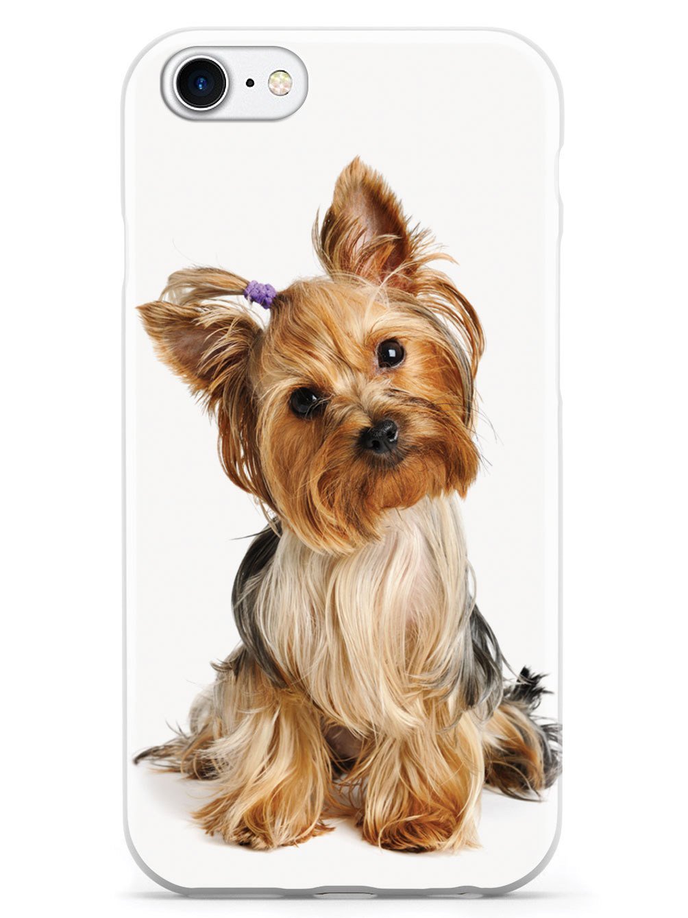 Inspired Cases - iPhone 8 Case with 3D Textured Protection - Cute Yorkshire Terrier with Bow Design | Perfect for Everyday Use, Gift Giving & Pet Lovers
