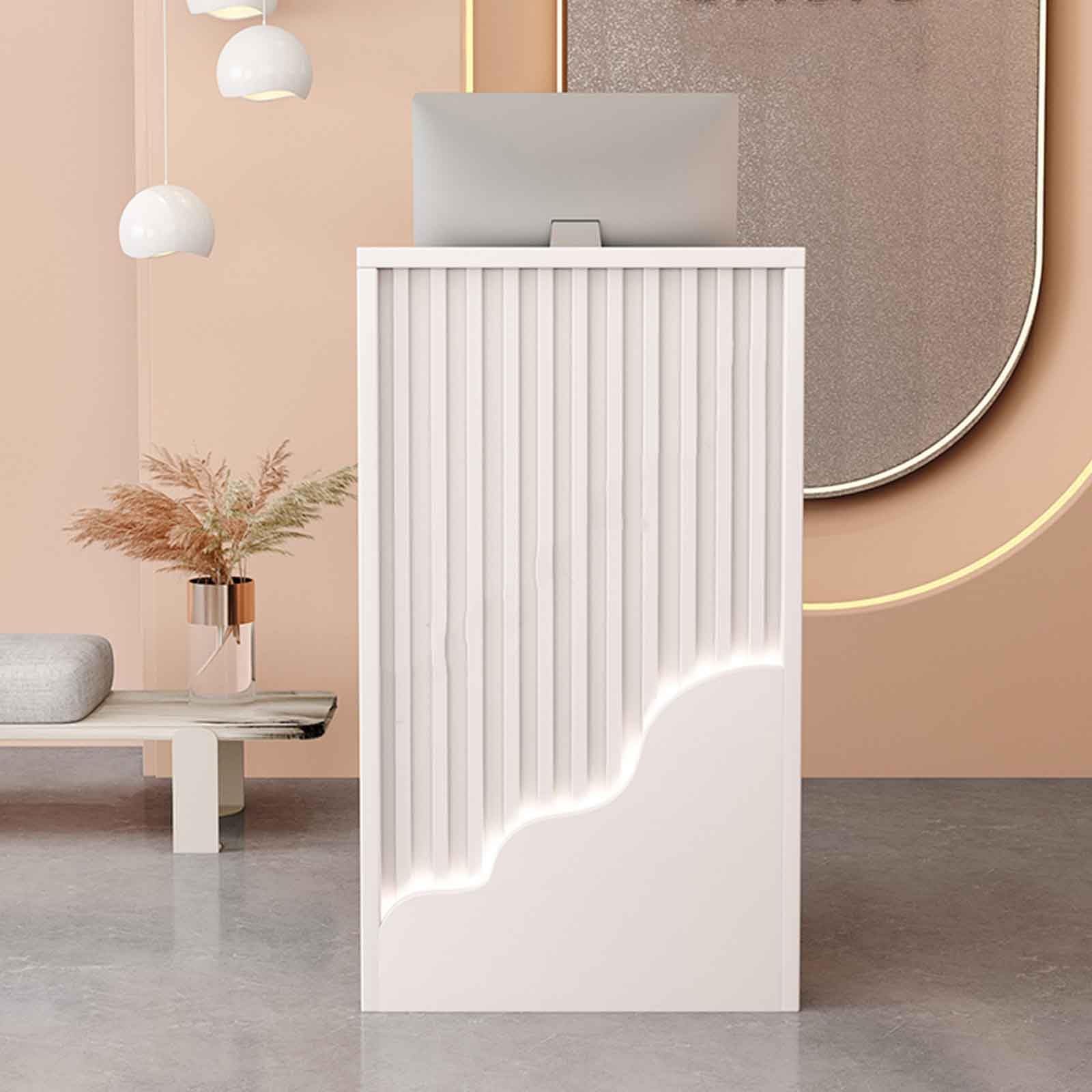 Modern Reception Desk 80cm/31.4in - Standing Reception Counter, Checkout Counter, Small Front Desk for Office, Retail Store & Hotel Lobby - Durable Store Counter for Professional Business Spaces