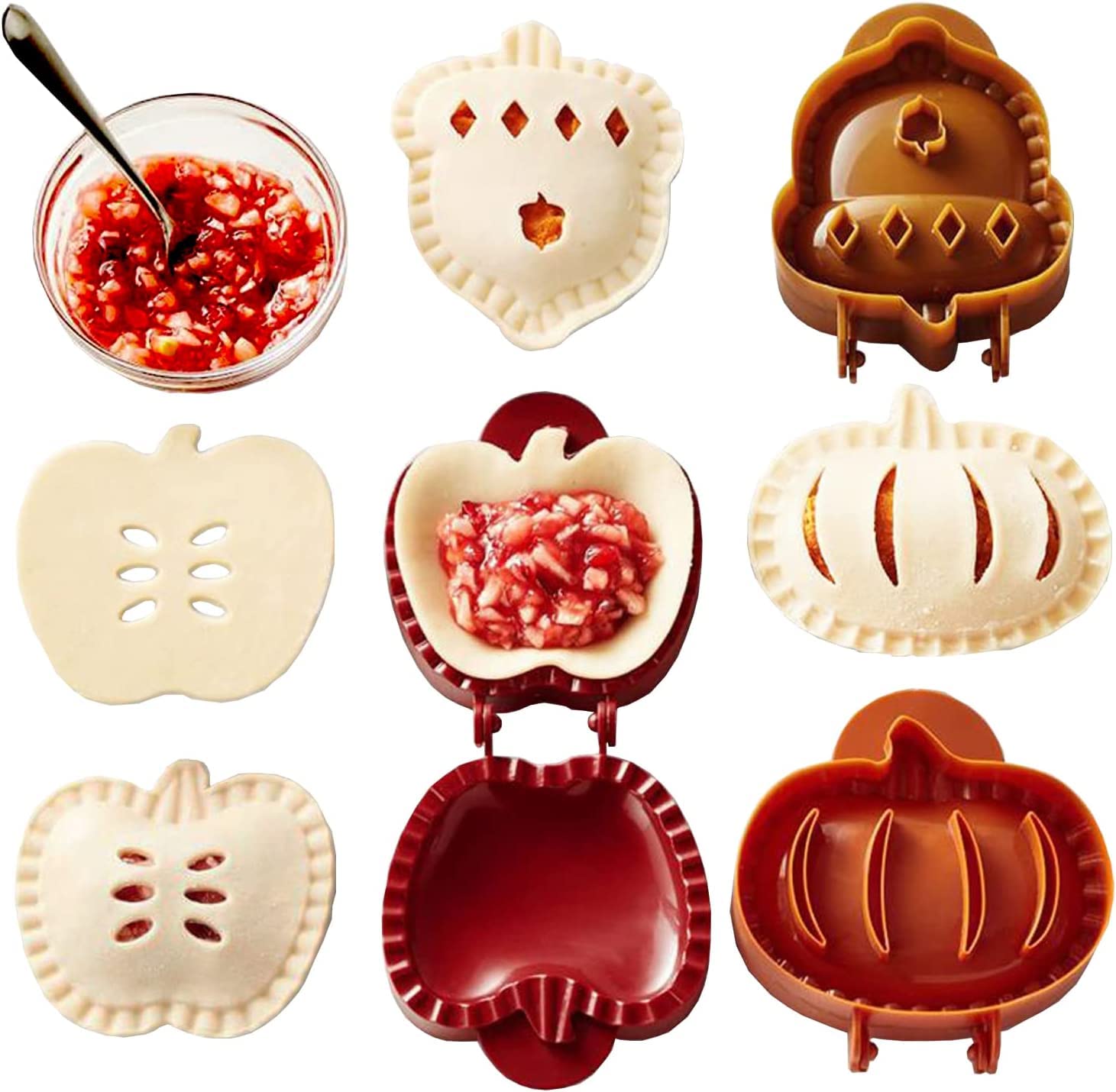 3 Pack Dough Presser Pocket Pie Molds - Apple, Pumpkin & Acorn Shaped Hand Pie Maker for Party, Potluck & Holiday Baking - Perfect for Thanksgiving, Christmas & Family Gatherings