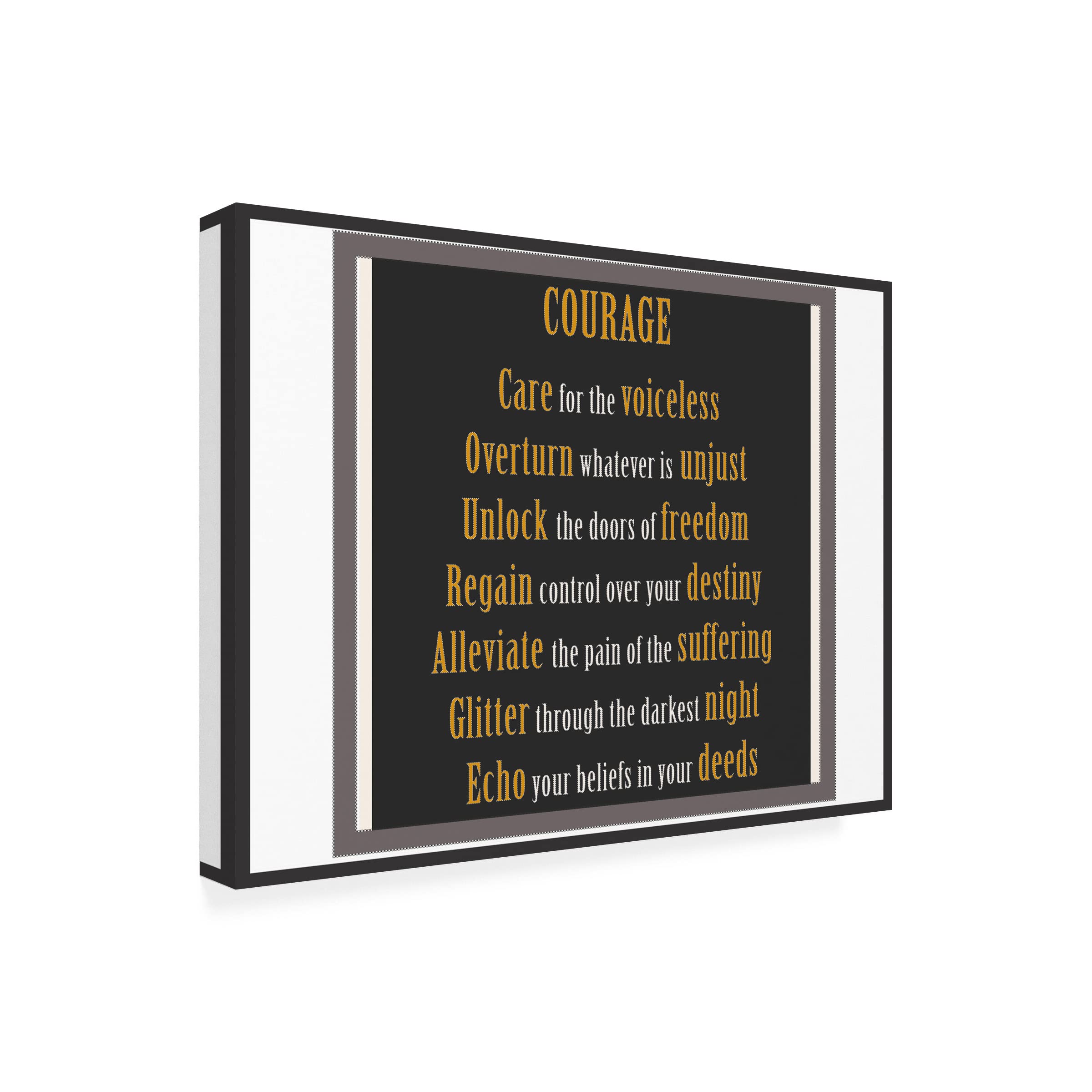Trademark Fine Art 'Courage Word Art' Canvas Wall Decor by Richard Homawoo - Inspirational Home & Office Artwork for Living Room, Bedroom or Gift