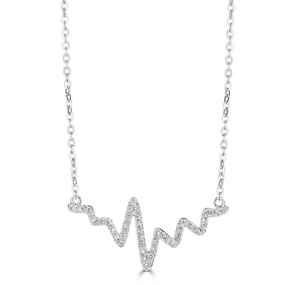 14K Gold 0.13 CTW Diamond Heartbeat Necklace for Women - Elegant Valentine's Day Gift, Anniversary Jewelry for Her - Perfect for Romantic Occasions & Special Moments