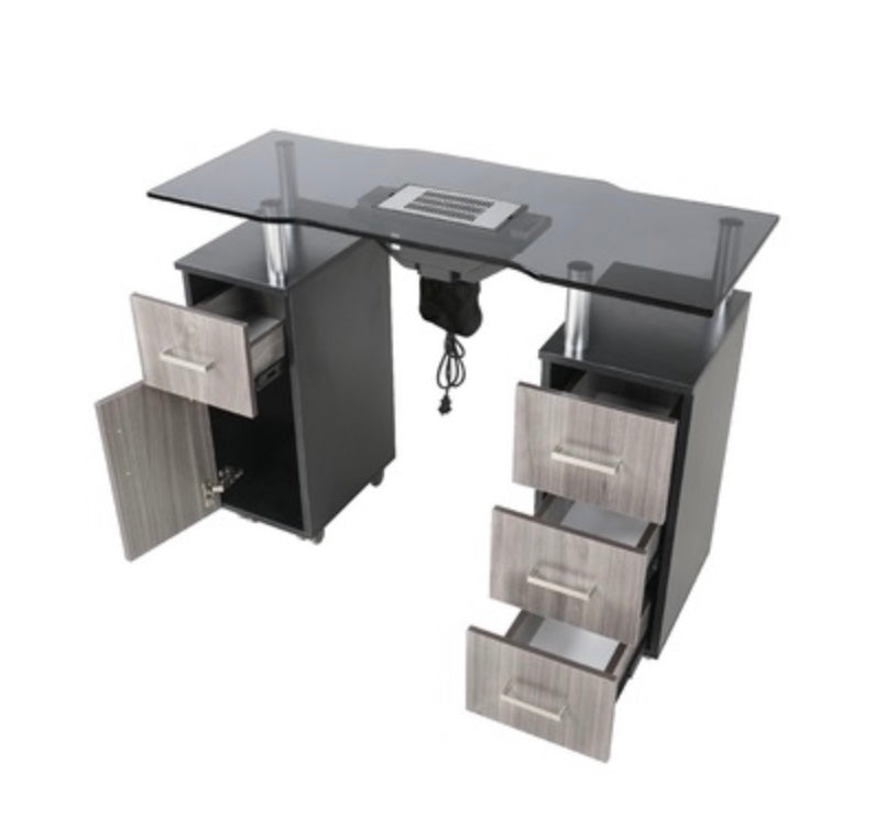 Professional Manicure Table for Nail Salon - Portable & Adjustable Nail Technician Table with LED Light & Storage Drawer - Perfect for Home, Salon, or Spa Use
