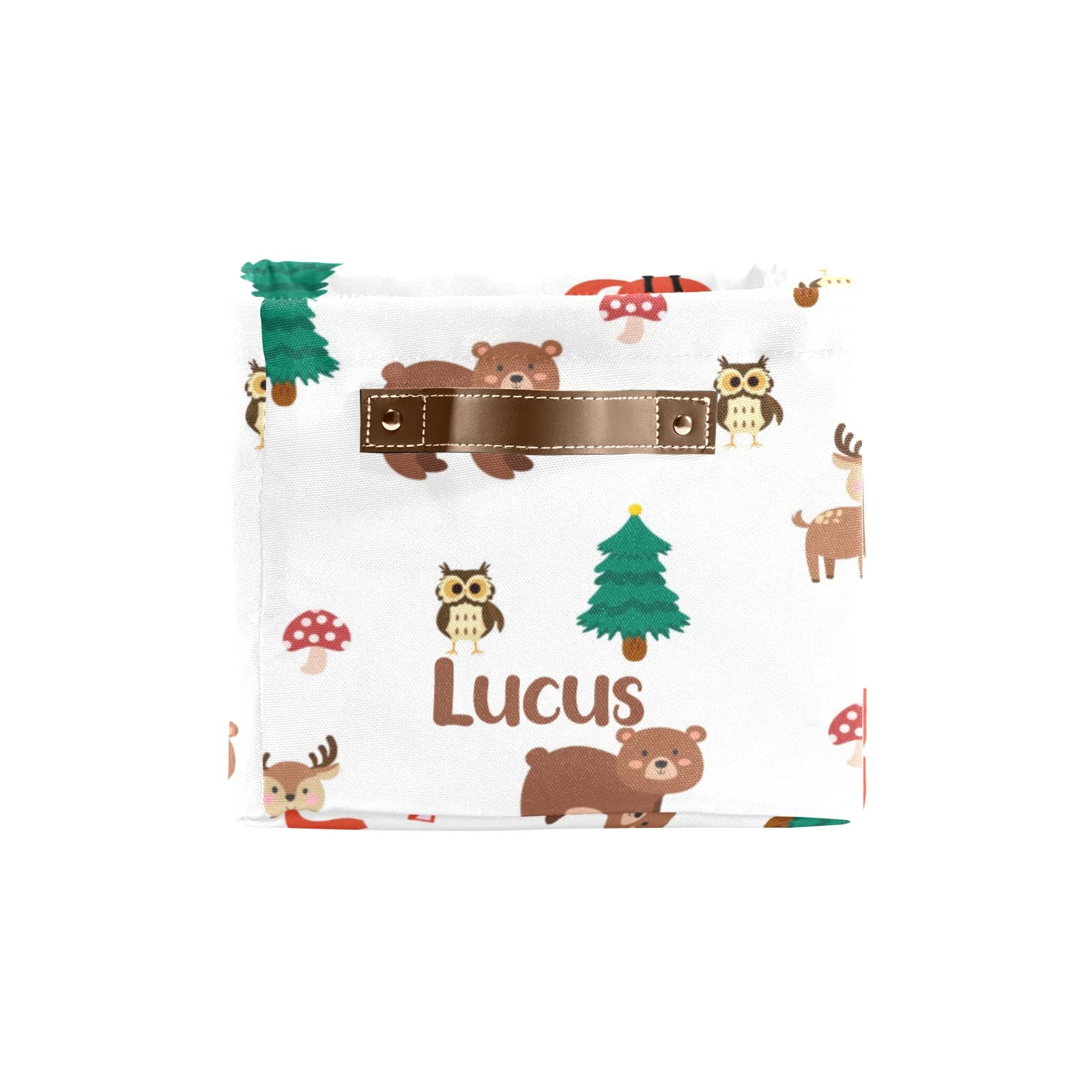 Personalized Large Storage Baskets with Handle - Jungle Animal Deer Bear Fox Design for Organizing Shelves, Closet & Home Decor | Perfect for Bathroom, Nursery, Kids Room & Bedroom Storage | 1 Pack