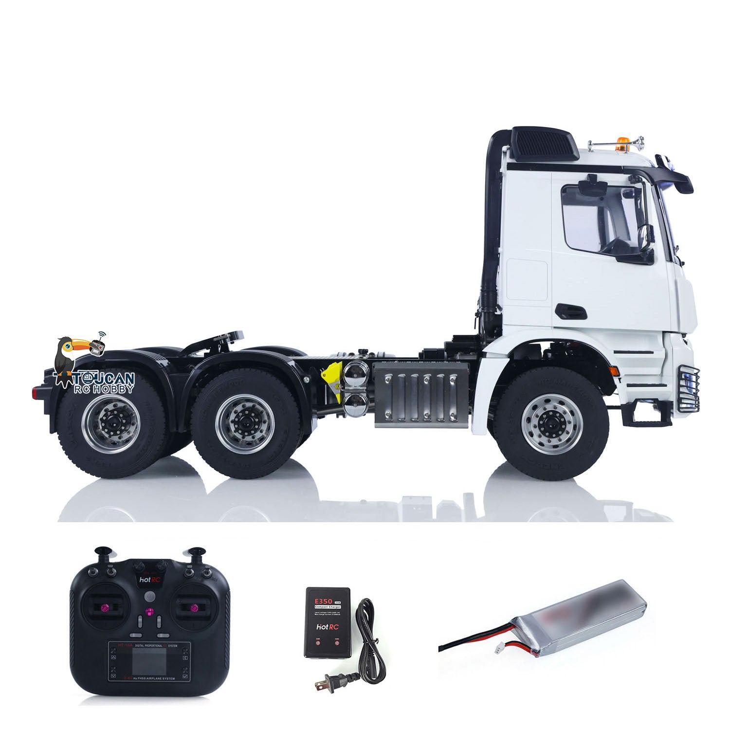 1/14 Scale 6x6 RC Tractor Truck - 2-Speed Metal Gearbox, Lockable Differential Axles, Ready-to-Run with Battery & Radio - Compatible with TAMIYA Trailers | Fast Free Shipping | Perfect for Off-Road Adventures, Construction Site Play & RC Truck Racing