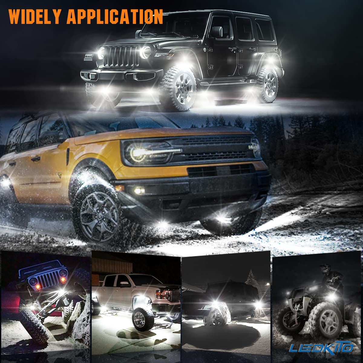 R2 White LED Rock Lights Kit - 12PCS Super Bright Waterproof Underbody Glow Lights for Trucks, Off-Road RZR, SUV, ATV, UTV | High Power Trail & Rig Lighting with Switch & Wire Harness | Perfect for Night Off-Roading, Car Shows & Vehicle Customization