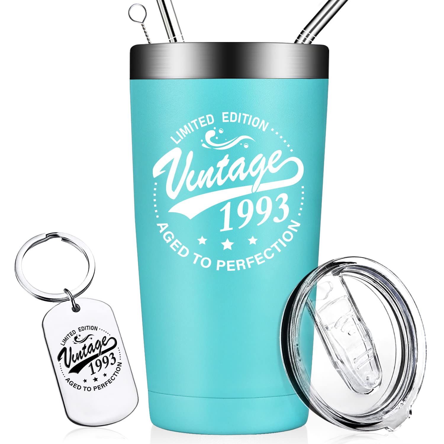 1993 Vintage 20 oz Tumbler Cup - 30th Birthday Gifts for Women & Men, 30 Year Old Anniversary Presents for Her/Him, Best Friend, Sister, Brother - Insulated Travel Mug for Coffee, Tea, Cold Drinks - Perfect for Birthday Parties, Office Use & Daily Commute