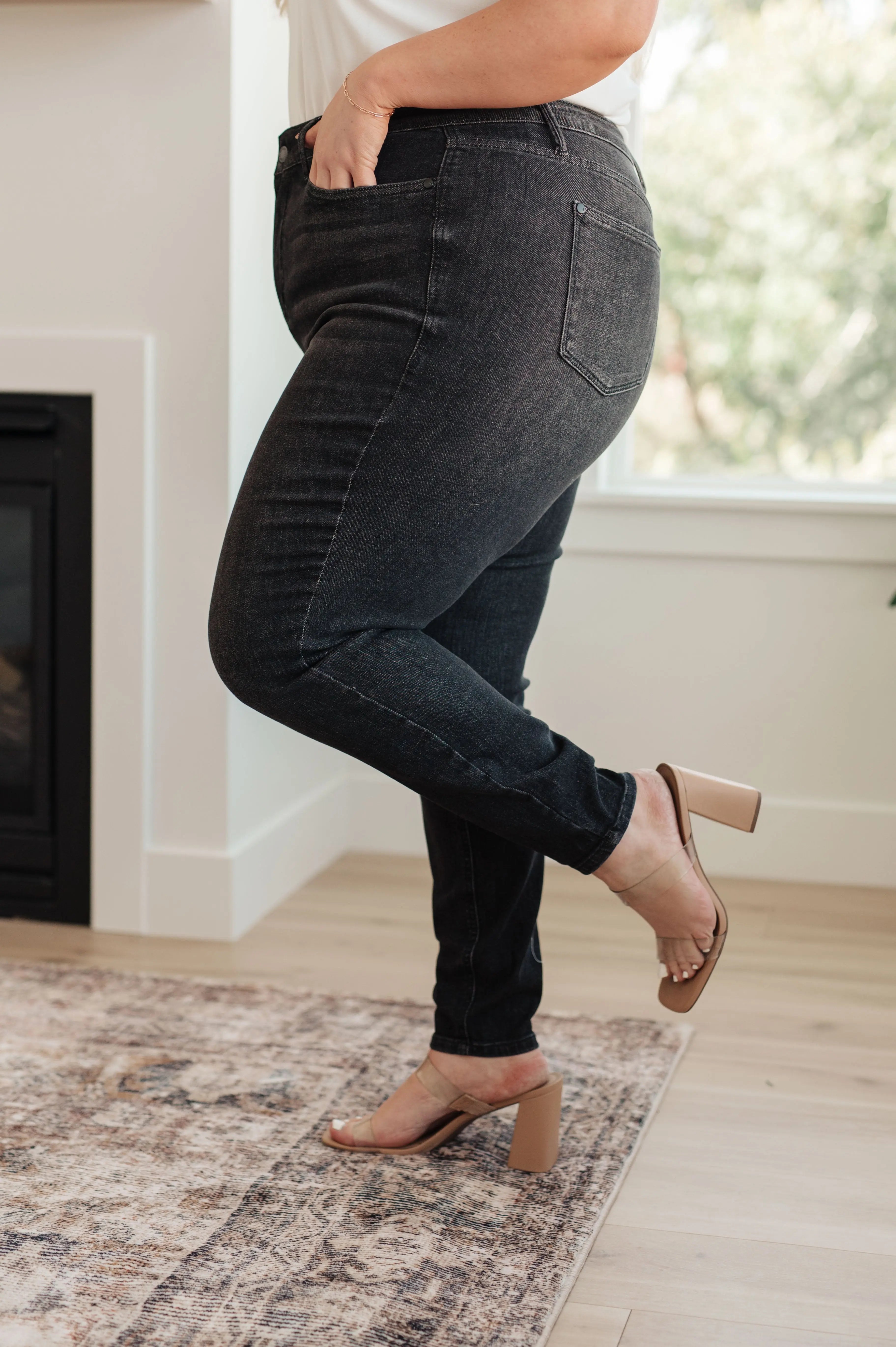 Octavia High Rise Control Top Skinny Jeans for Women - Washed Black Denim Pants, Tummy Control Slim Fit Jeans | Perfect for Work, Date Night & Casual Outfits