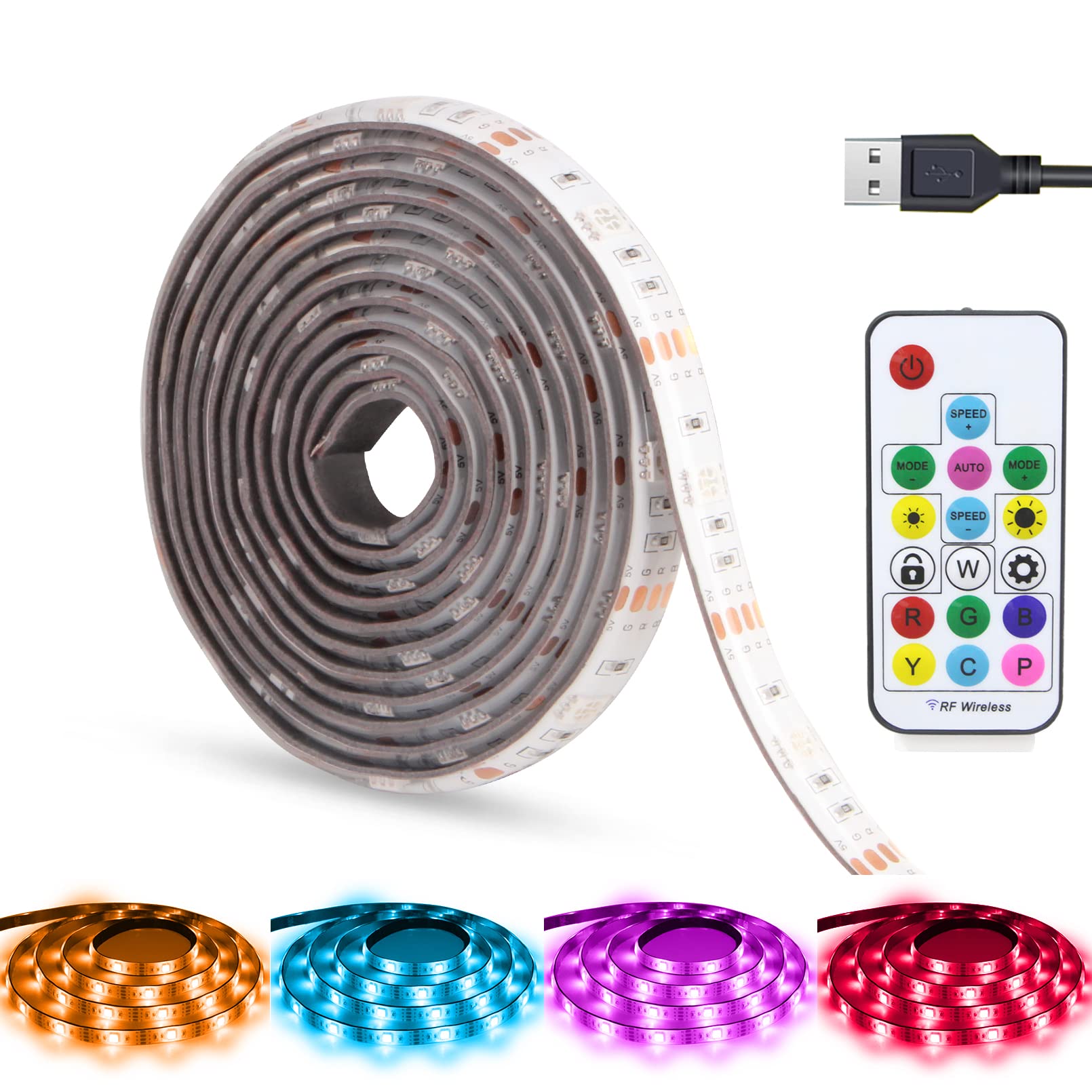RGB LED Strip Lights 2M USB Powered with Remote - for TV Backlight & Home Decor