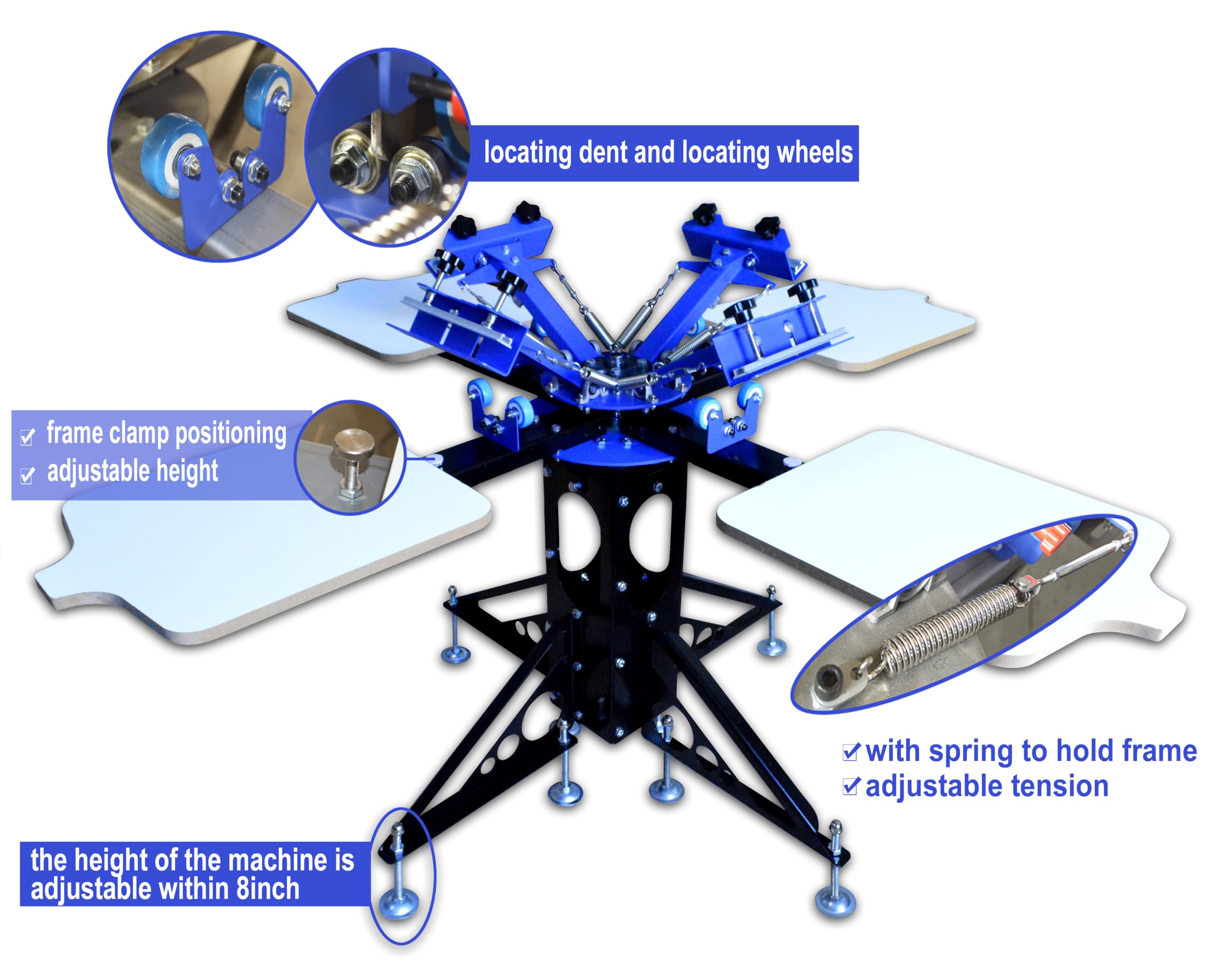 4 Color 4 Station Screen Printing Press Kit - Professional T-Shirt Printing Machine for DIY Silk Screen Printing | Perfect for Custom T-Shirt Business, Band Merchandise & Home Craft Projects