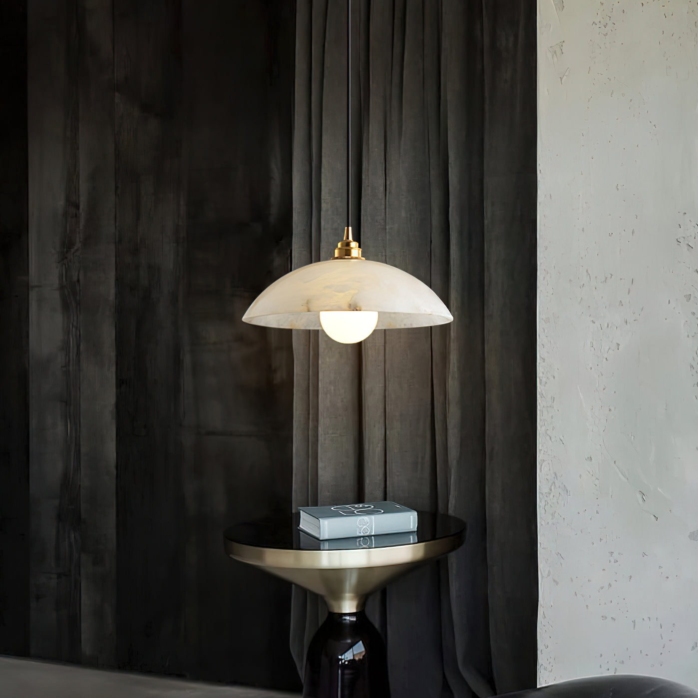 Elegant Dome Alabaster Pendant Light - Modern Crystal Glass Ceiling Lamp for Dining Room, Kitchen Island & Bedroom Lighting