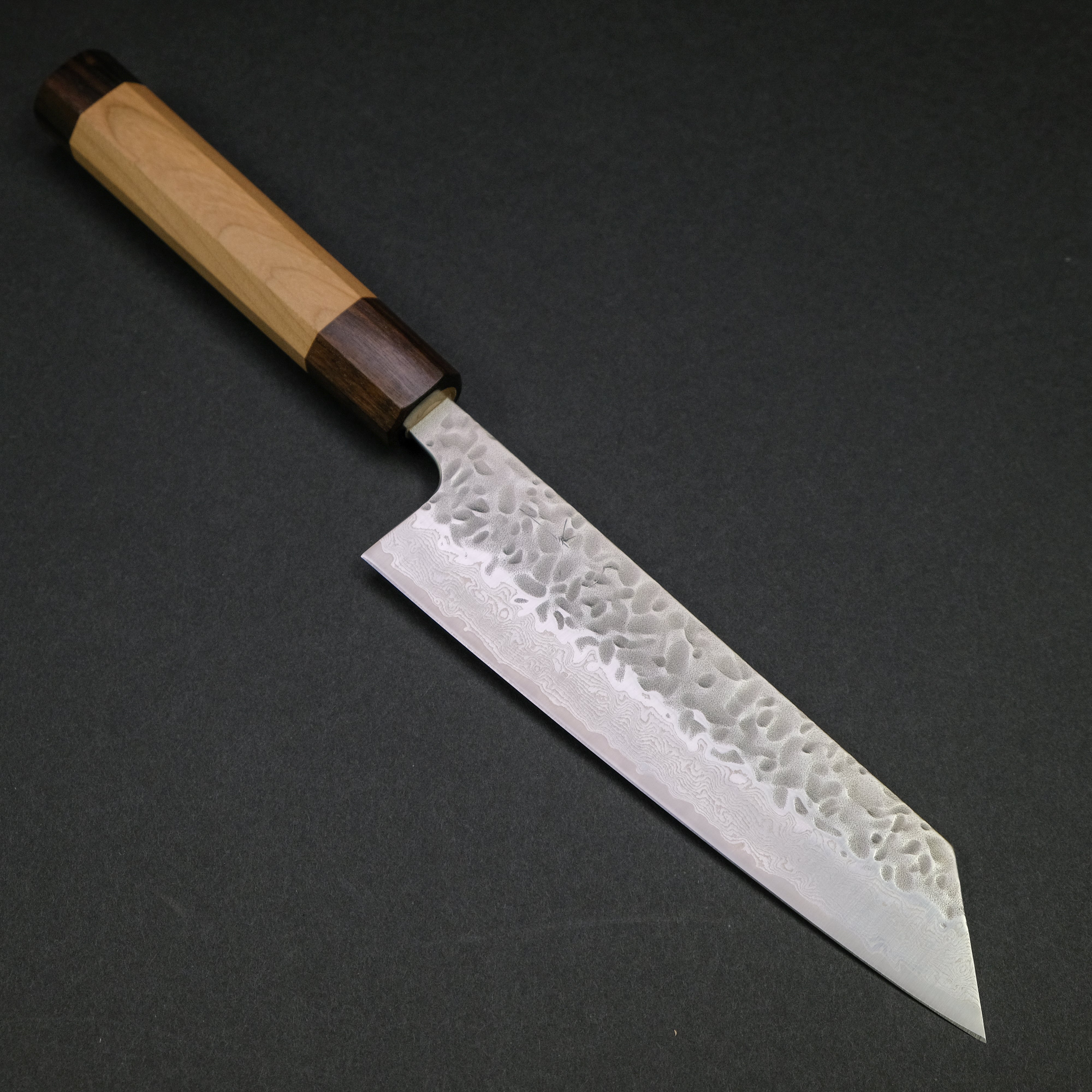 Hitohira Futana Stainless Steel Tsuchime Damascus Bunka Knife with Cherry Wood Handle - Japanese Kitchen Knife for Slicing, Dicing & Precision Cooking