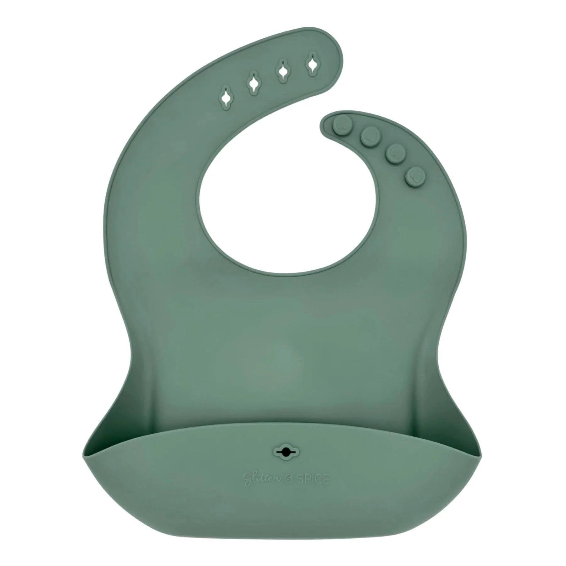 Glitter and Spice Silicone Baby Bib - Waterproof & Easy Clean Feeding Bib for Toddlers - Perfect for Messy Meals, Daycare, and Travel