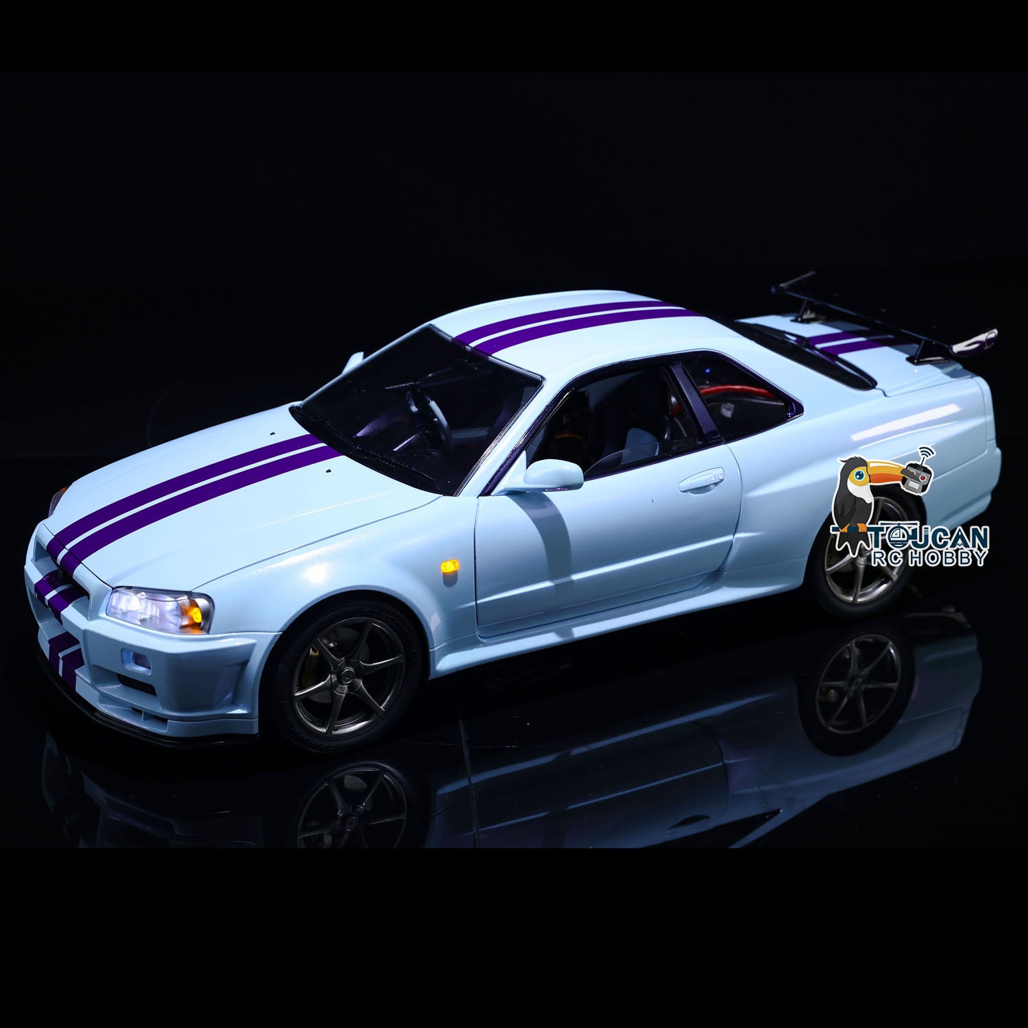 1/8 Scale R34 RC Racing Car 4WD High Speed Remote Control Drift Car with Metal Chassis, Smoke & Sound Effects - Ready to Run (RTR) - Perfect for Off-Road Racing, Drifting & Backyard Fun