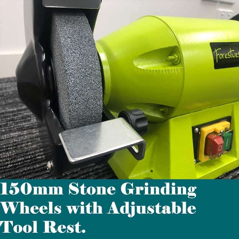 Forestwest 150MM 520W Industrial Bench Grinder BM20504 - Heavy Duty Metal Grinding & Sharpening Tool for Workshop, Garage & DIY Projects