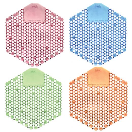 Cucumber Melon Scented Wave Urinal Screens - 10 Pack | Fresh Restroom Deodorizer for Men's Bathrooms & Public Toilets