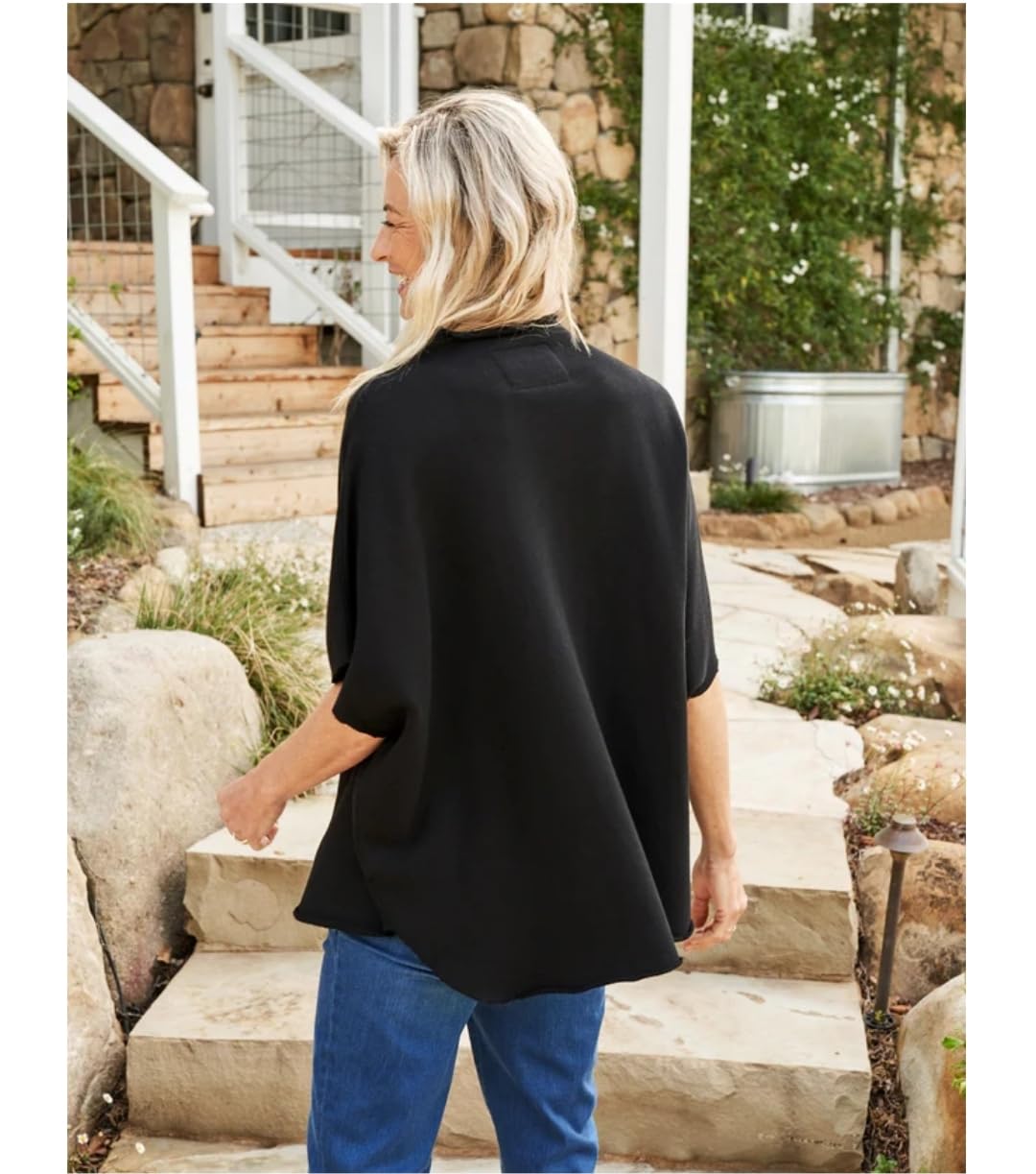 Women's 3/4 Batwing Sleeve Pullover Sweatshirt - Oversized Funnel Neck Capelet Top for Casual Wear & Workout | Comfortable Loungewear for Yoga, Running & Everyday Fashion