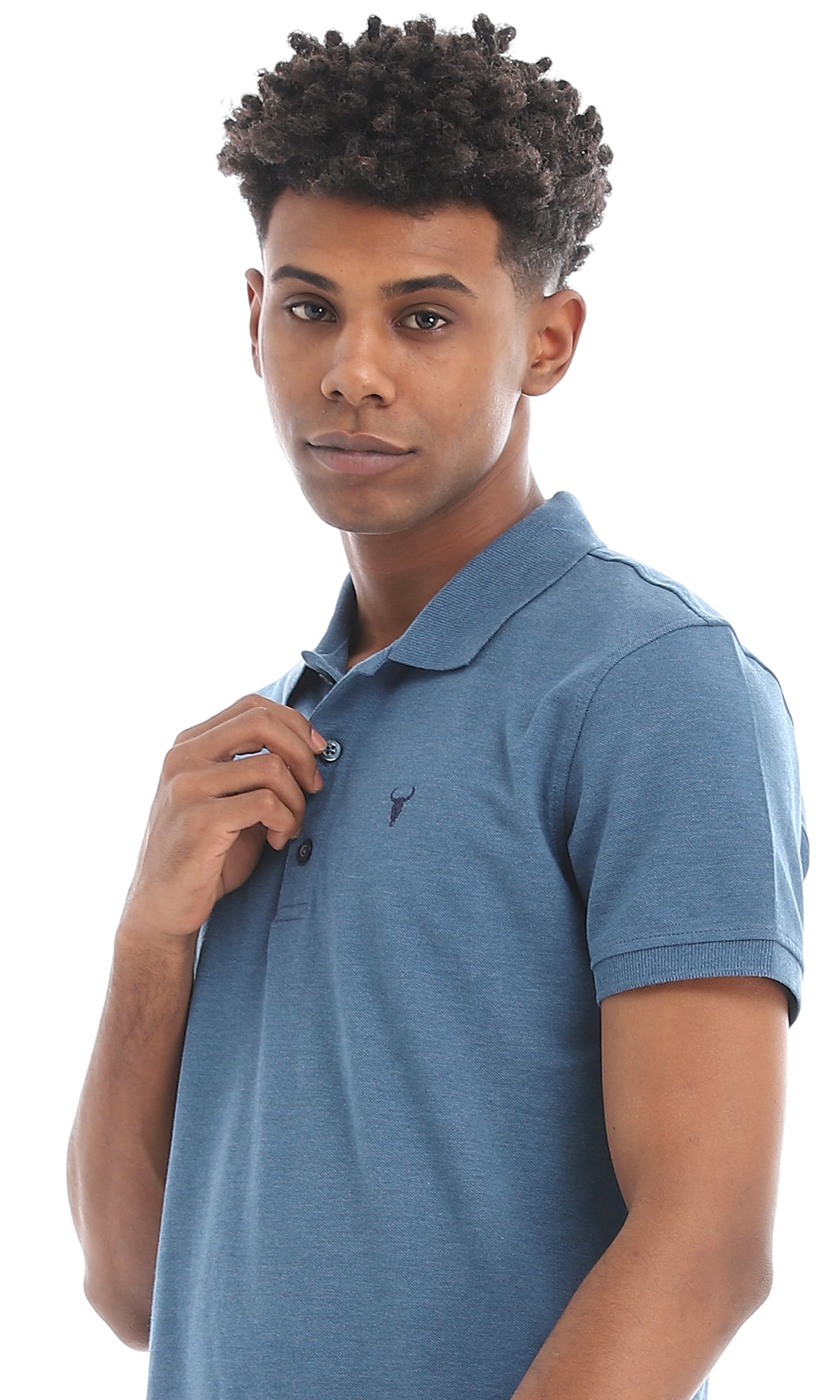 Men's Steel Blue Short Sleeve Pique Polo Shirt - Classic Turn Down Collar Casual Top for Golf, Office & Everyday Wear