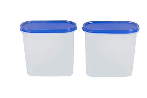 BPA-Free Plastic Airtight Kitchen Storage Containers with Lids - Stackable Modular Design for Pantry, Meal Prep & Leftovers - 1800ML (Peppy Blue, 2-Piece Set) | Perfect for Organizing Dry Food, Snacks & Baking Ingredients
