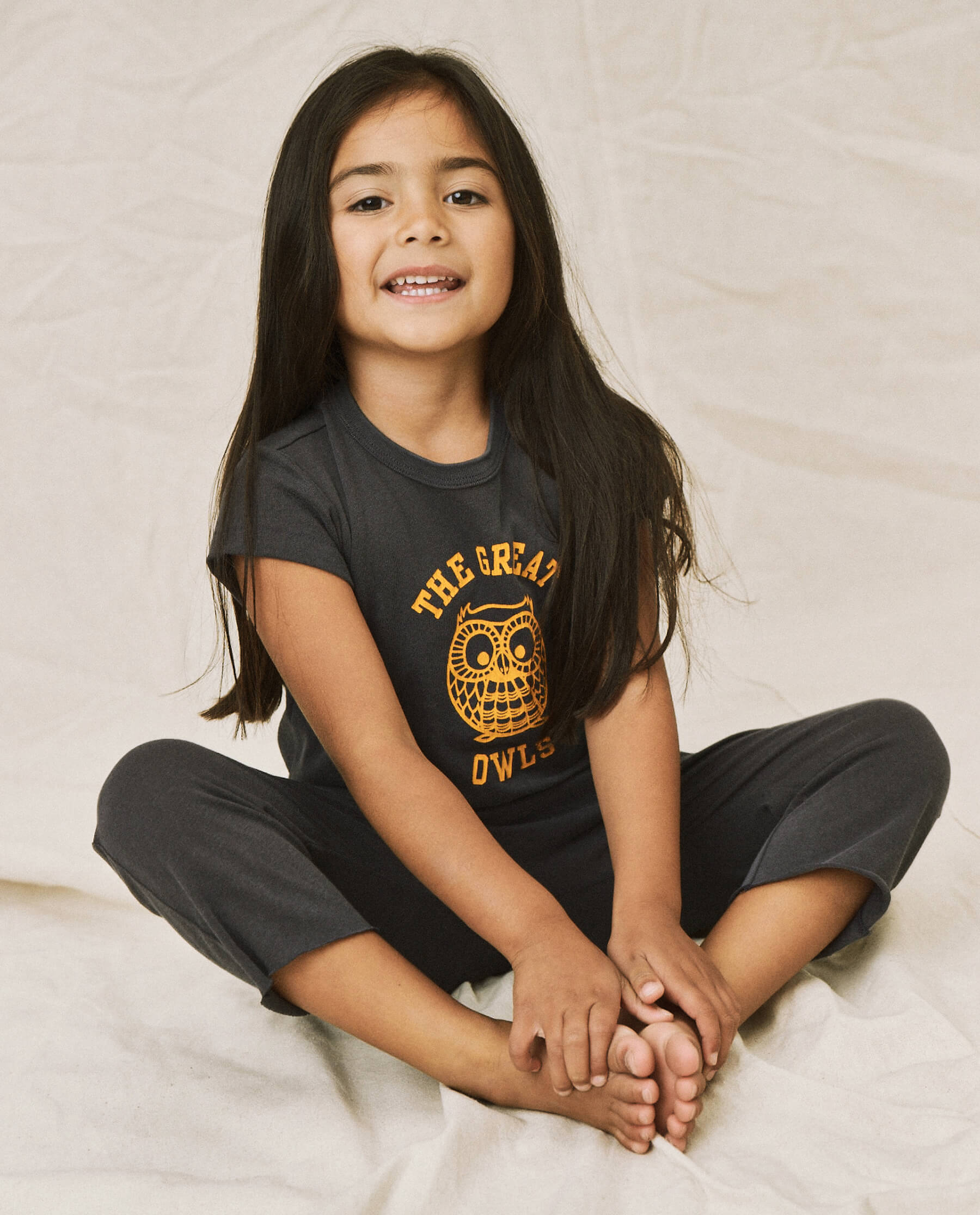 The Little Boxy Crew - Navy Owl Graphic T-Shirt for Kids | Soft Cotton Casual Wear for School & Playtime