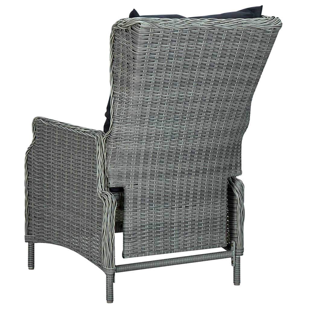 Reclining Patio Chair with Cushions - Light Gray Poly Rattan Outdoor Lounge Chair for Dining Room, Modern Kitchen, Living Room & Garden - Perfect for Indoor/Outdoor Relaxation & Entertaining