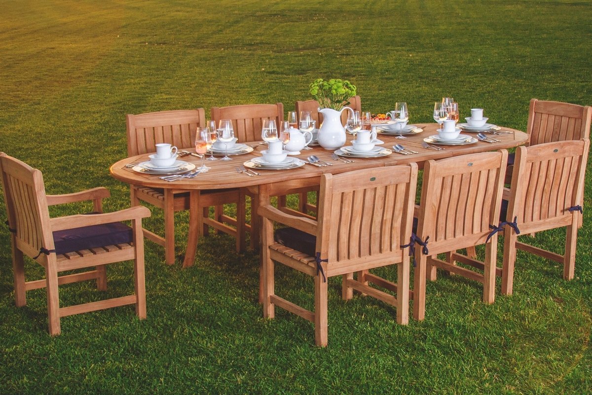 Premium 8-Seater 9-Piece Teak Wood Dining Set with 94