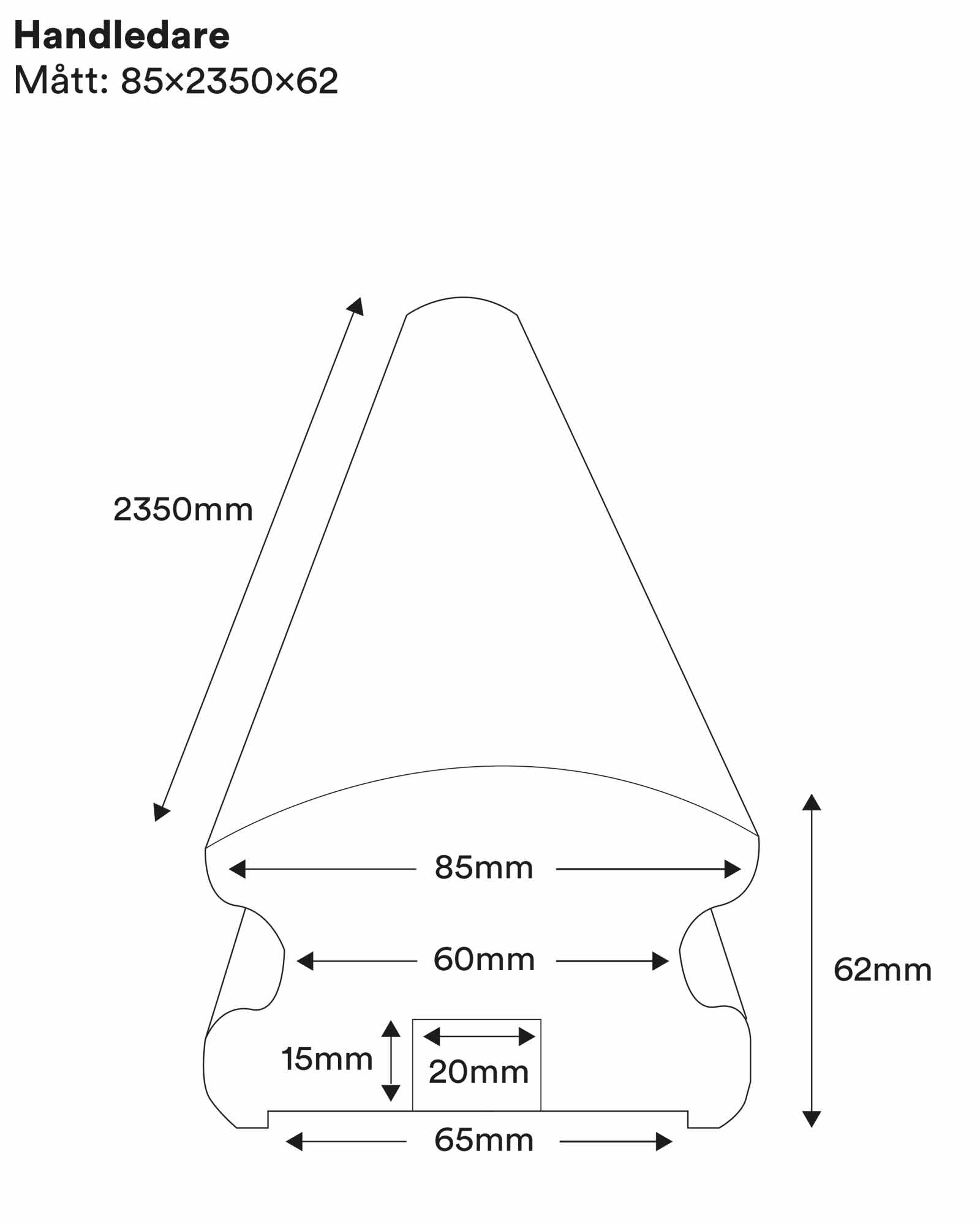 Sturdy Handrail for Stairs and Decks - 60 x 85 x 2350 mm - Perfect for Home Safety and Outdoor Railings