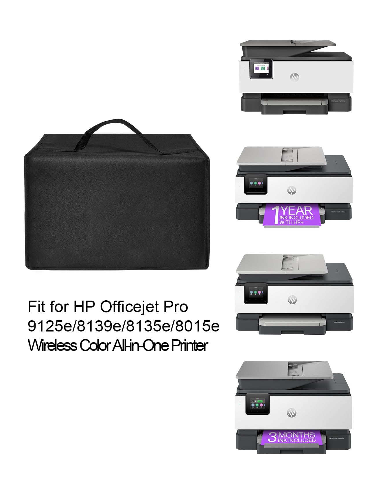 HP OfficeJet Pro 9125e/8139e/8135e/8015e Wireless Printer Dust Cover - Anti-Static Nylon Protective Case for All-in-One Inkjet Printers - Perfect for Home Office & Workspace Protection