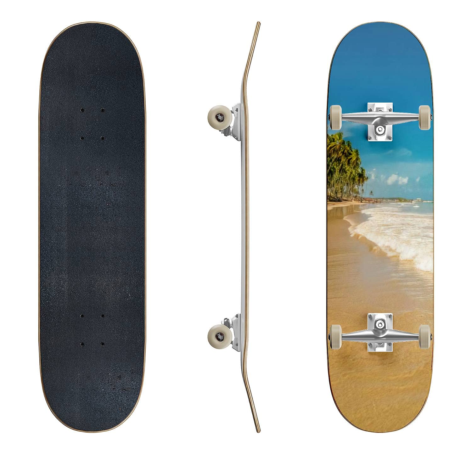 Brazilian Beach Skateboard - Carneiro Beach Tamandare City Pernambuco Classic Concave Longboard | Perfect for Beginners & Professionals | Great for Extreme Sports, Teen Gifts & Beach Cruising