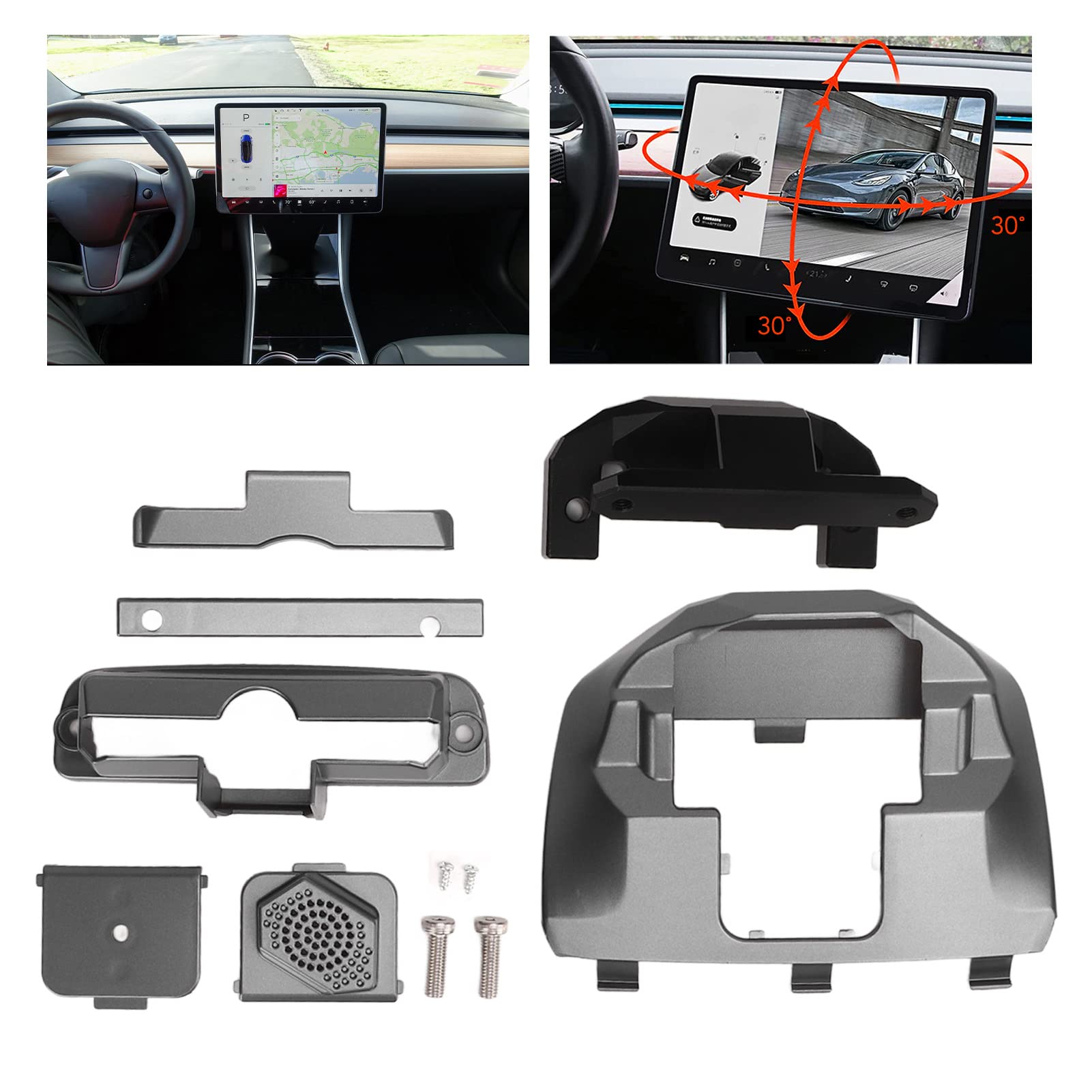 Acouto 360° Rotating Screen Mount Holder for Tesla Model Y 2020-2022 & Model 3 2017-2022 | Car Center Console GPS Navigation Swivel Stand Accessories | Perfect for Road Trips & Hands-Free Viewing