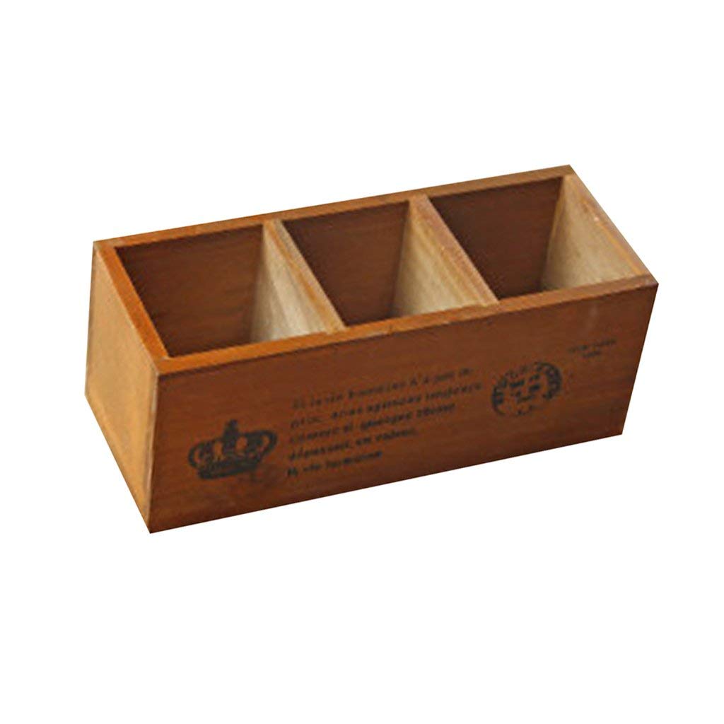 Wooden Succulent Planter with 3 Grids - Desktop Flower Pot for Plants, Home Office Decor, Bar & Coffee Shop Storage Box | Perfect for Small Spaces, Indoor Gardening & Organizing Essentials