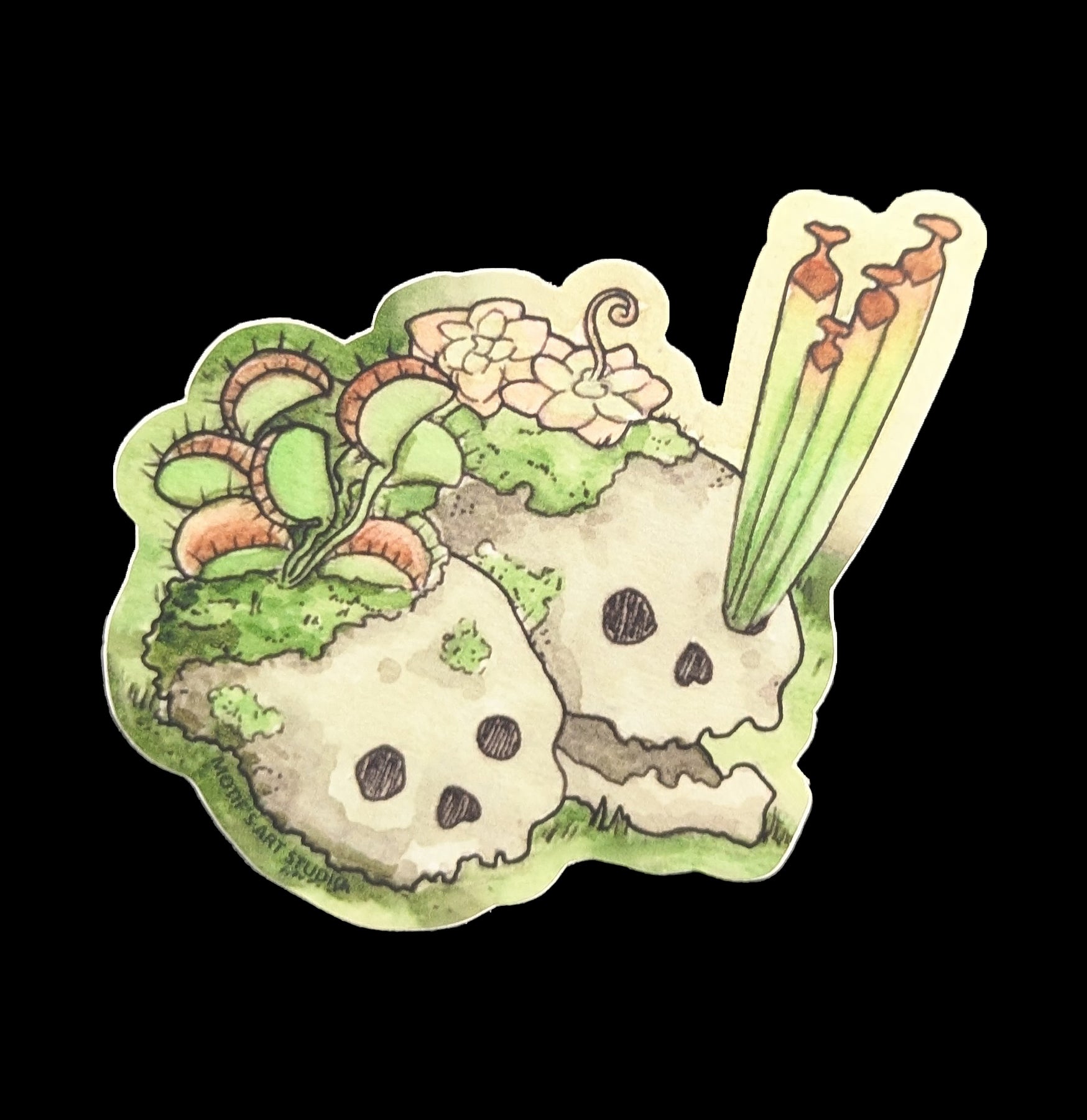 Carnivorous Plant Skull Stickers - Unique Gothic Decals for Laptops, Water Bottles & DIY Crafts
