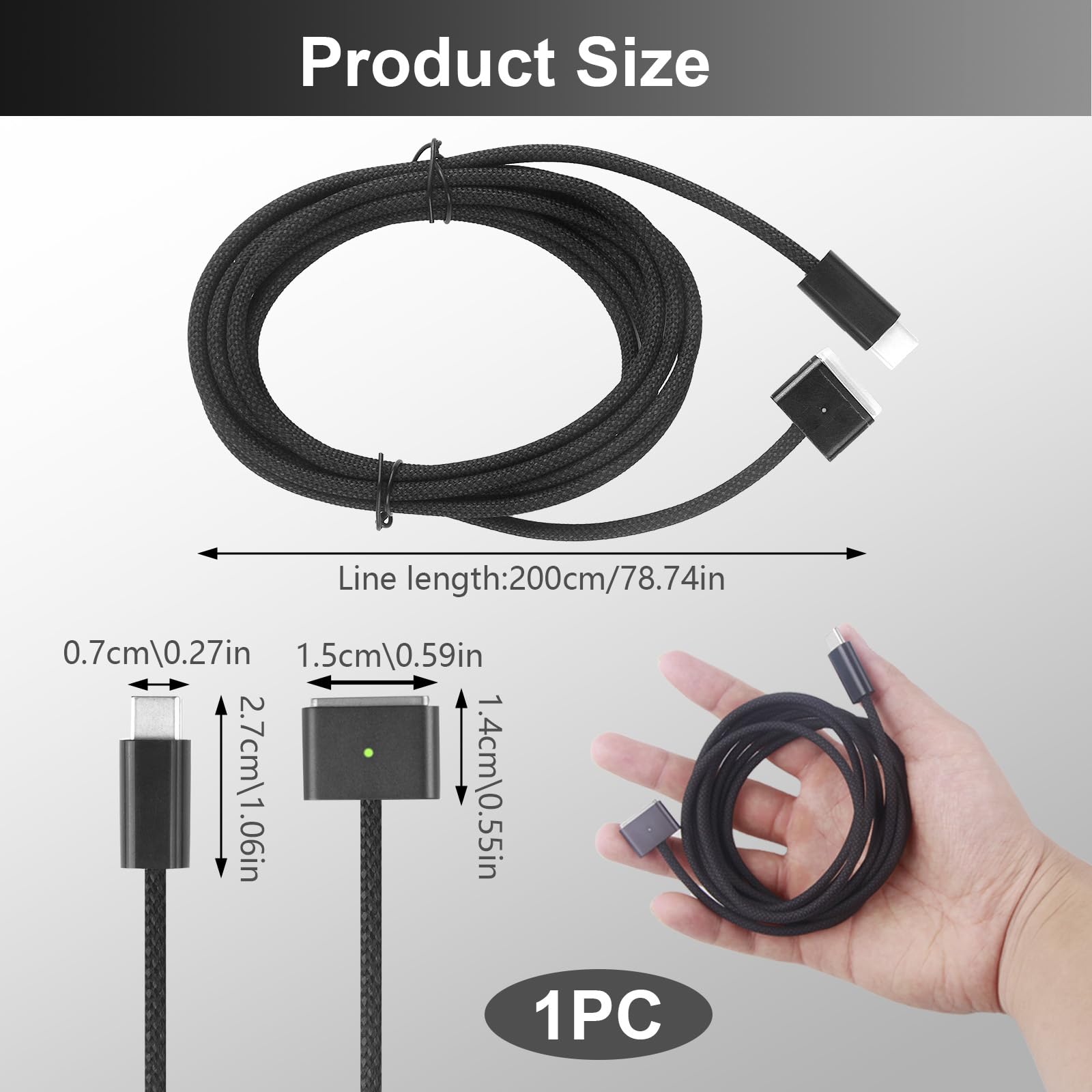 ORUZA 140W USB C to MagSafe 3 Fast Charging Cable - PD Compatible with MacBook Pro 14/16 Inch & MacBook Air M2 - High Speed Power Delivery for Apple Laptops - Perfect for Home, Office & Travel Use - Black
