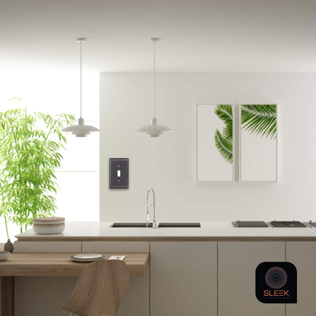 SLEEKLIGHTING Oil Rubbed Bronze Outlet Covers and Switch Plates - Decorative Wall Plate Light Switch Cover (4 Gang Decorator, 2 Pack) - Perfect for Living Room, Bedroom, Office & Home Decor