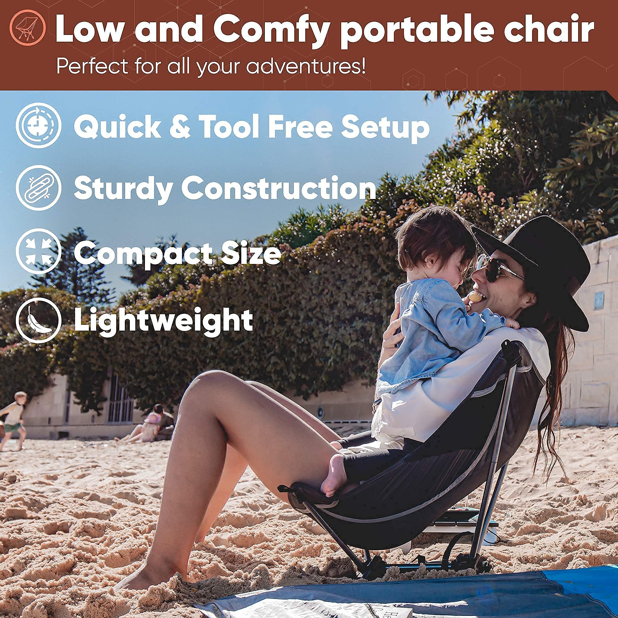 TREKOLOGY Ultralight Camping Chair - Portable Lightweight Folding Chair for Adults & Kids, Compact Backpacking Chair for Hiking, Beach, Picnic, Outdoor Adventures | Perfect for Camping, Backyard, Travel & Relaxation
