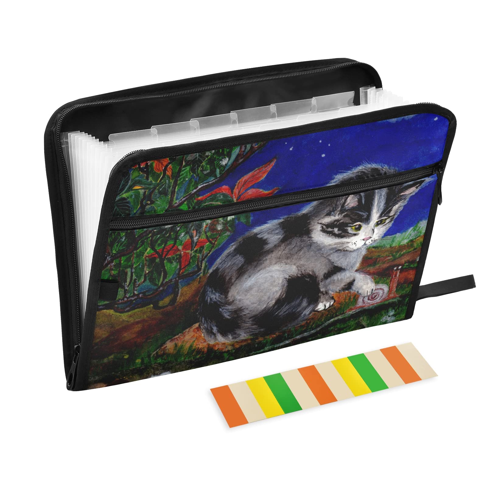 UMIRIKO 13-Pocket Expanding File Folder with Sticky Labels - Accordion Document Organizer for A4 Letter Size, Zippered Closure - Perfect for Office, School, Home Organization & Tax Filing