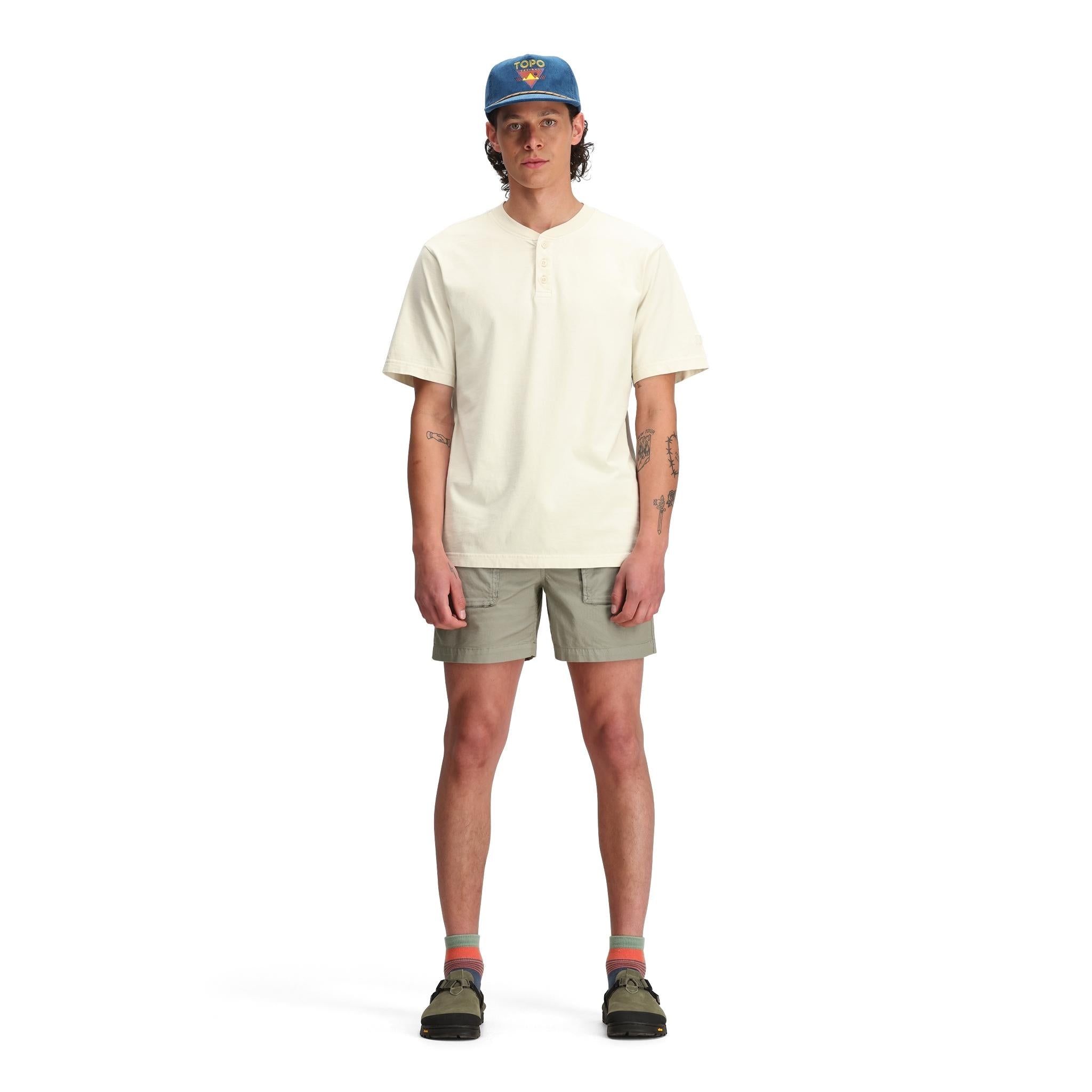 Men's Dirt Henley Short Sleeve Shirt - Casual & Comfortable Cotton Top for Outdoor Activities, Hiking, and Everyday Wear