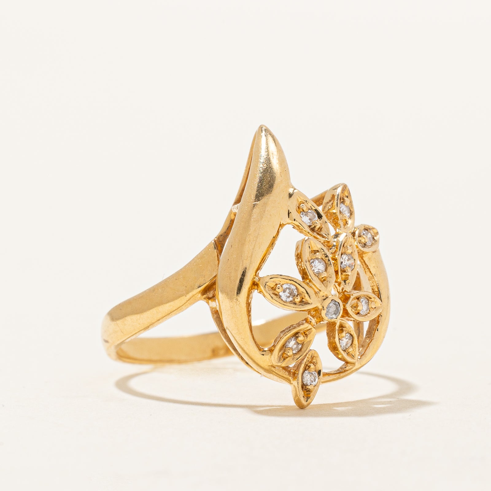 0.07ctw Diamond Flower Ring - Size 6.25 | Elegant Sterling Silver Floral Engagement Ring for Women | Perfect for Weddings, Anniversaries & Romantic Gifts