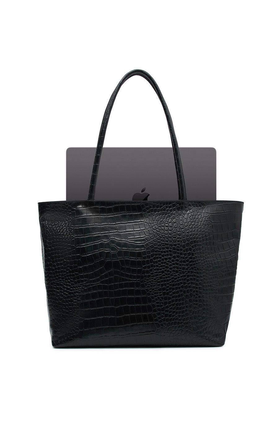 The Beau Croc Tote Bag - Stylish & Durable Genuine Crocodile Embossed Leather Handbag for Women | Perfect for Work, Travel & Everyday Use