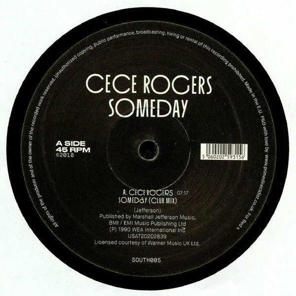 Ce Ce Rogers – Someday Vinyl Record | South Street SOUTH005 | Perfect for DJ Sets, Home Listening & Music Collectors