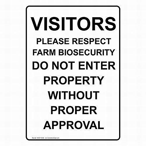12x16 Inch Farm Biosecurity Caution Sign - Durable Tin Metal Sign for Vertical Visitors - Warning Sign for Agricultural Safety & Animal Protection - Perfect for Farms, Ranches, and Veterinary Clinics