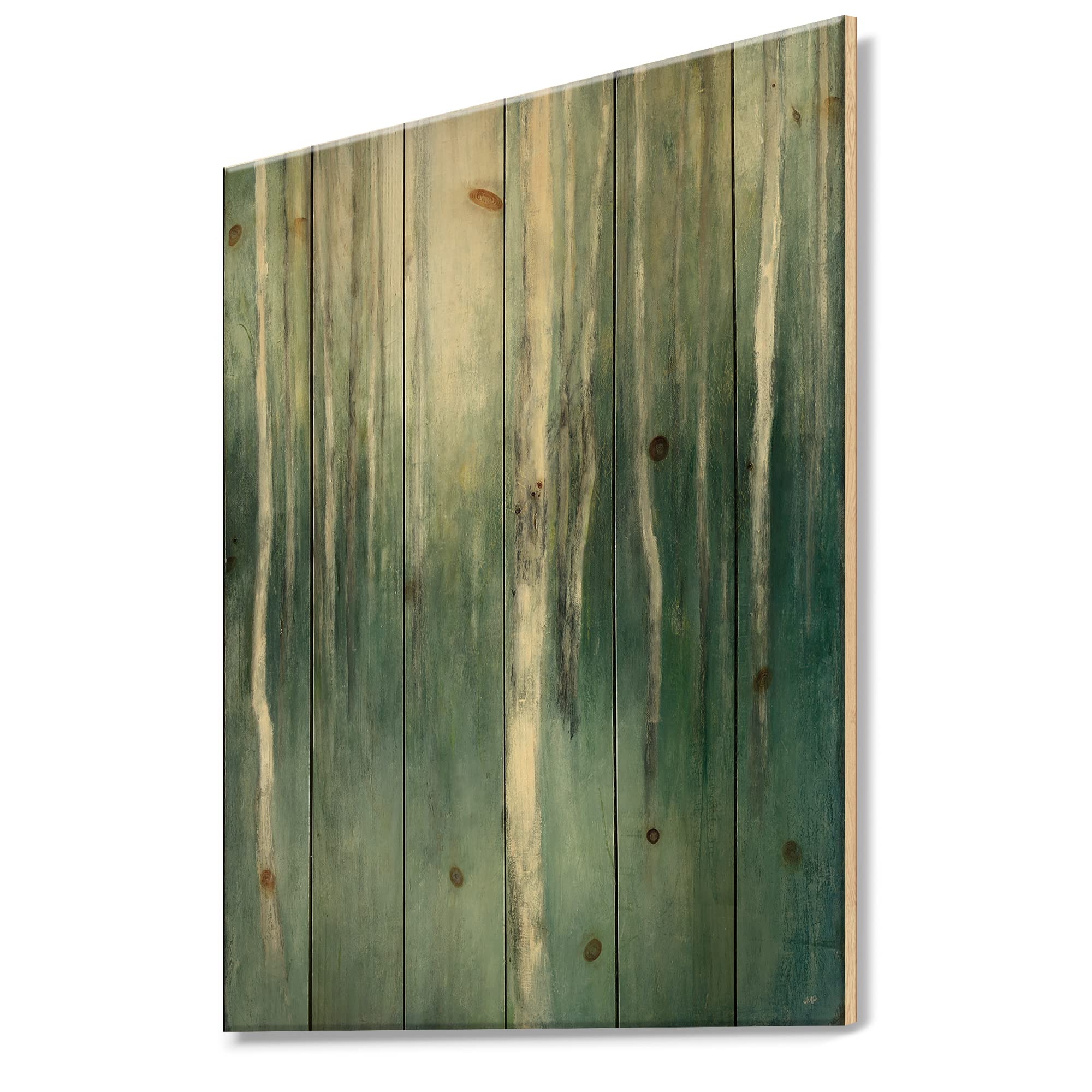 DesignQ Green Forest Dream Farmhouse Wood Wall Decor - Blue Wood Wall Art for Living Room, Large Cottage Wood Panels Printed on Natural Pine - Rustic Home Decor for Bedroom, Office & Cabin