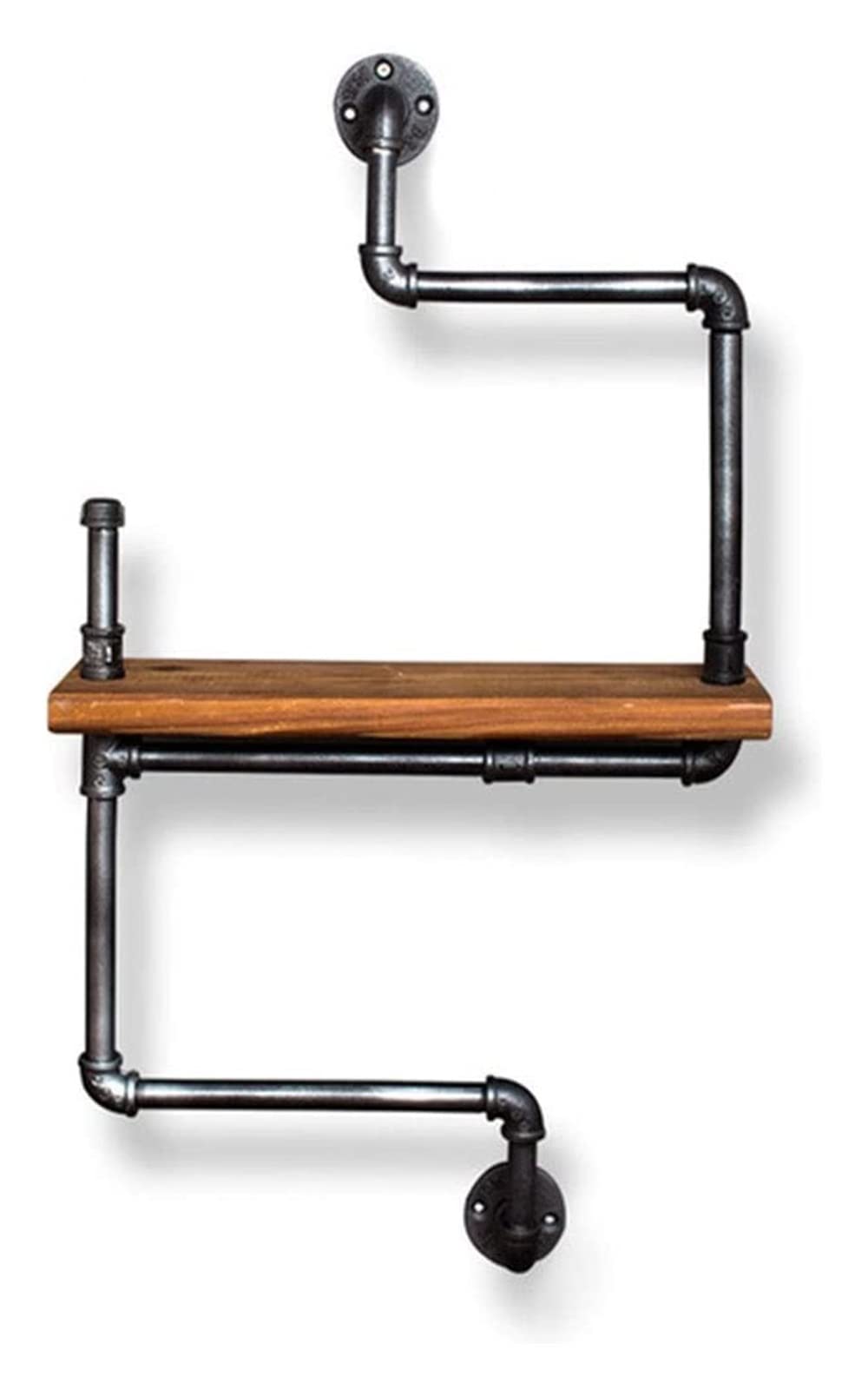 Rustic Wrought Iron Wall Shelf - Vintage Loft Style Hanging Storage for Books & Decor | Perfect for Bedroom, Kitchen & Living Room Organization